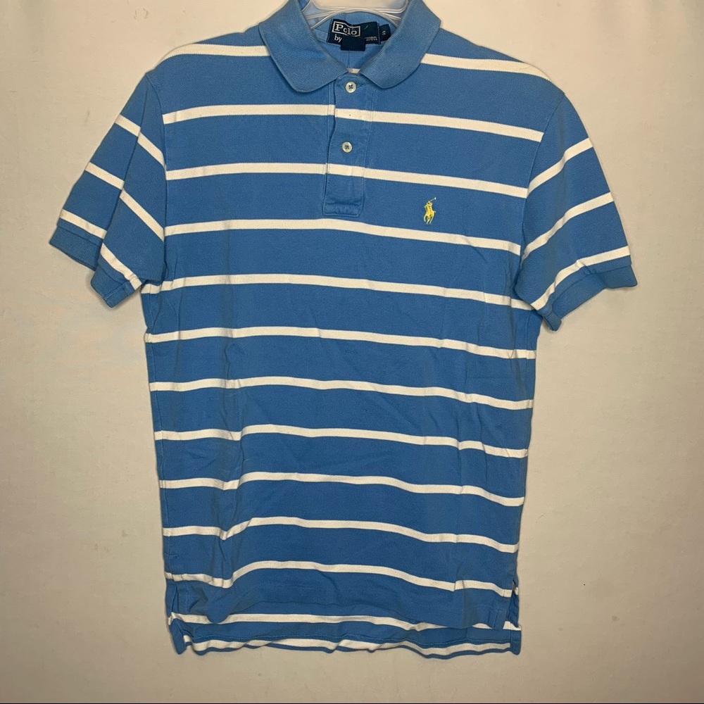 Blue and White Striped Polo Ralph Lauren Shirt